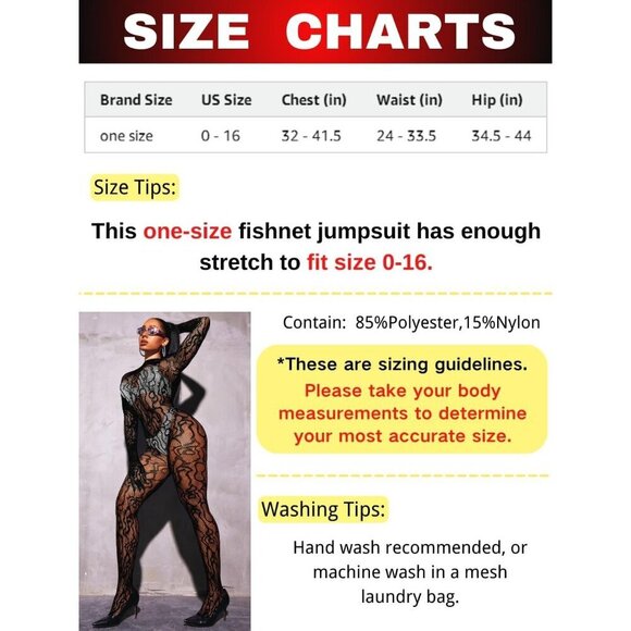 🆕Women Black Sexy Fishnet Full Mesh Jumpsuit Body Stockings Halloween Costume - Picture 7 of 7